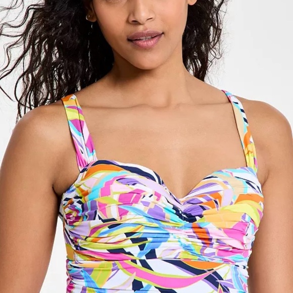NWT Bleu by Rod Beattie Women's Living Color Ruched One-Piece Swimsuit size 12 - Picture 3 of 5